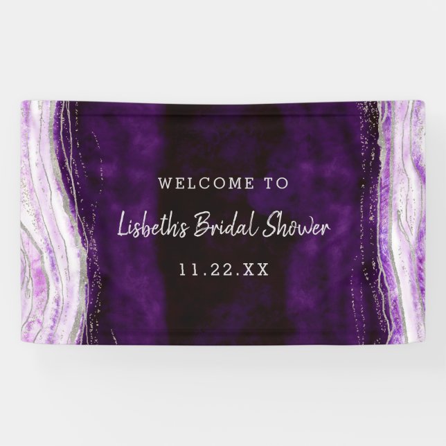 Amethyst Lila & Silver Brautparty Willkommen Banner (Horizontal)