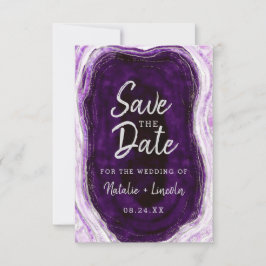 Amethyst Lila & Silver Geode Agate Marble Moderne Save The Date