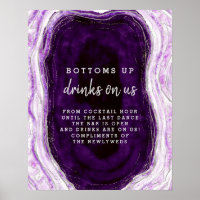 Amethyst Lila & Silver Geode Open Bar Table Sign