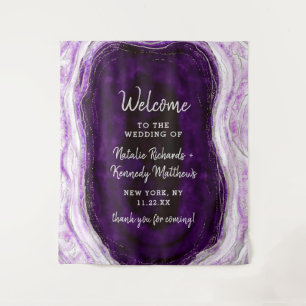Amethyst Lila & Silver Geode Wedding Willkommen Wandteppich