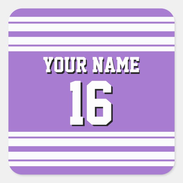 Amethyst Lila Whisky Team Jersey Name Quadratischer Aufkleber (Vorderseite)