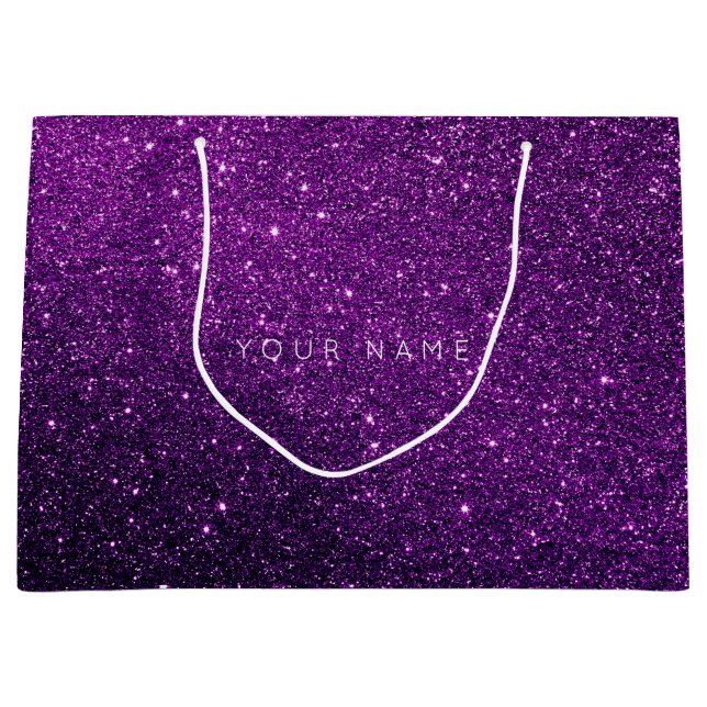Amethyst Lila White Plum Glitzer Fevor Gift Star Große Geschenktüte (Vorderseite)