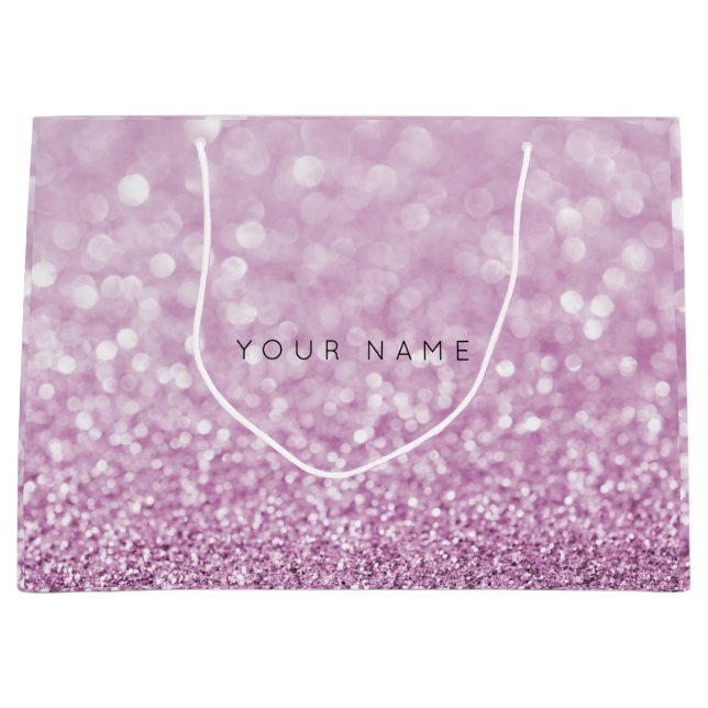 Amethyst Lila White Plum Glitzer Gefallen Geschenk Große Geschenktüte (Vorderseite)