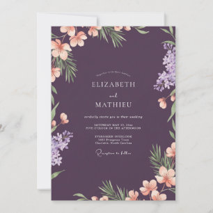 Amethyst-Lila-Wildblumen-Hochzeit Einladung