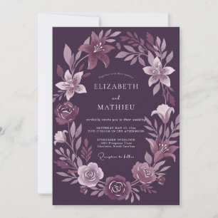 Amethyst-Lilien-Hochzeit gemalt Einladung