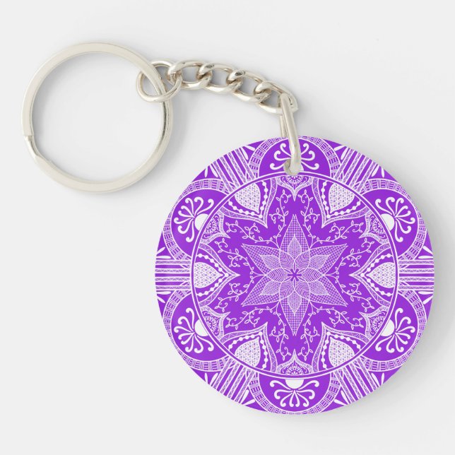 Amethyst Mandala Schlüsselanhänger (Vorderseite)