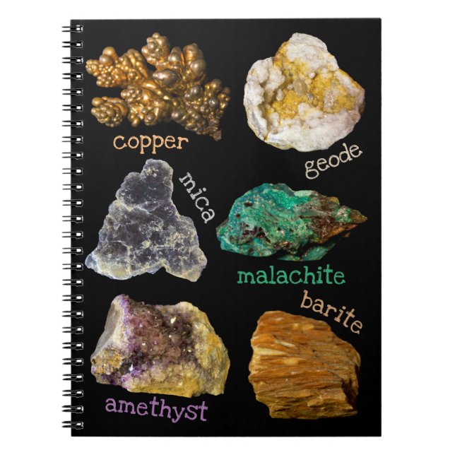 Amethyst Mica Kupfer Barite Malachite Geode Rocks Notizblock (Vorderseite)