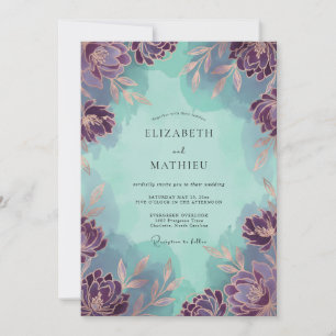 Amethyst-Mint-Wildflower-Hochzeit Einladung