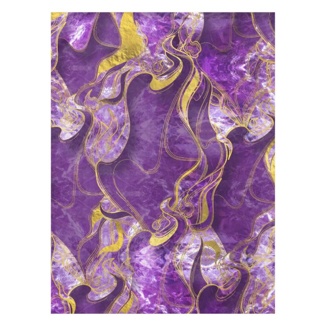 Amethyst mit Gold gemarmorter Beschaffenheit Tischdecke (Vorderseite)