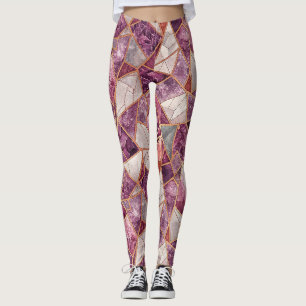 Amethyst-Mosaik – Gebrochenes Glas - Violett Leggings