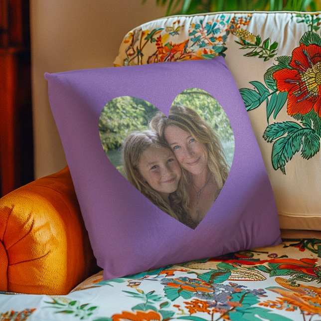 Amethyst Orchid Heart Shape Foto Kissen (Amethyst Orchid Purple Heart Shape Photo Throw Pillow)