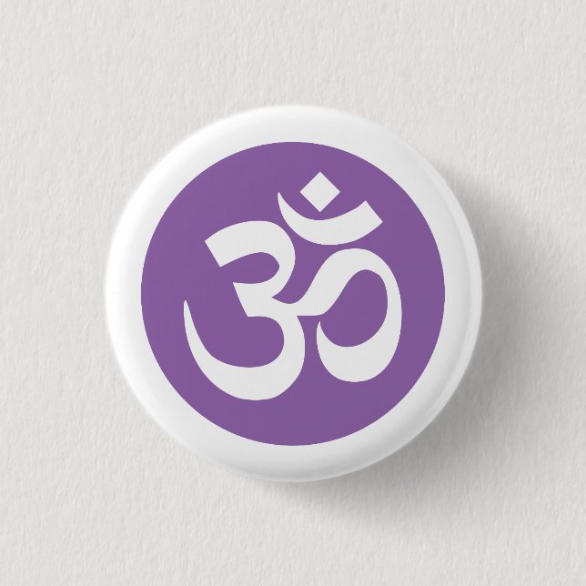 Amethyst Orchid und White Om Symbol Abzeichen Button (Vorderseite)