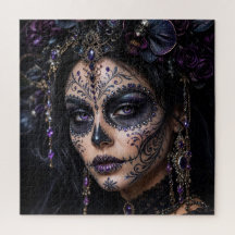 Amethyst Orchidee Calavera – Gothic Zucker-Schädel
