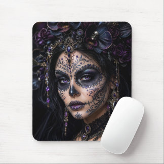 Amethyst-Orchidee Calavera – Gothic Zucker-Schädel Mousepad