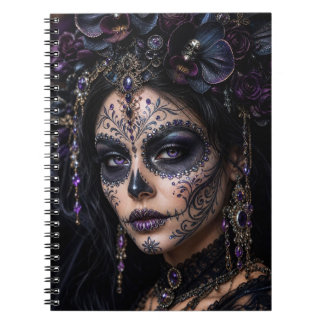 Amethyst-Orchidee Calavera – Gothic Zucker-Schädel Notizblock