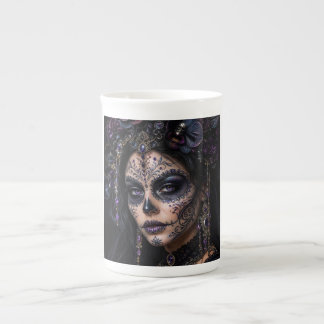 Amethyst-Orchidee Calavera – Gothic Zucker-Schädel Prozellantasse