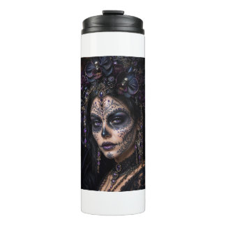 Amethyst-Orchidee Calavera – Gothic Zucker-Schädel Thermosbecher