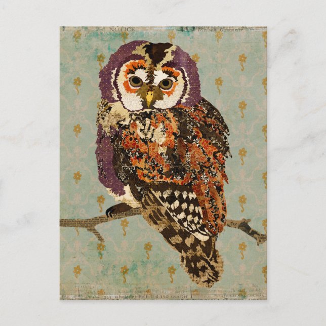 Amethyst Owl Blue Postcard Postkarte (Vorderseite)