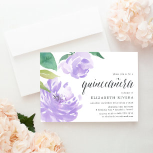 Amethyst Peony   Einladung von Quinceanera