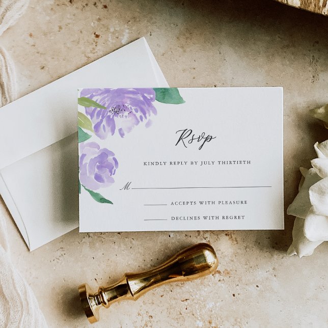 Amethyst Peony Wedding Mail-in RSVP Karte (Von Creator hochgeladen)