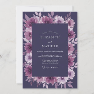 Amethyst-Pfingstrose-Hochzeit Einladung