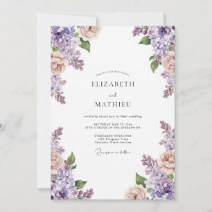 Amethyst-Pfirsich-Wisteria-Hochzeit Einladung