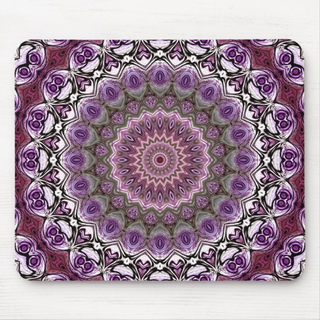 Amethyst Pink Kaleidoscope Mandala Pattern Mousepad (Vorne)