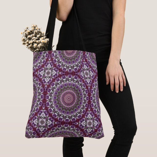 Amethyst Pink Kaleidoscope Mandala Pattern Tasche (Von Nahem)