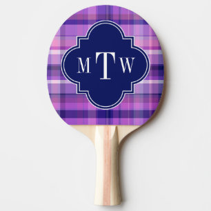 Amethyst Pink Navy Welpe Madras Monogram Tischtennis Schläger