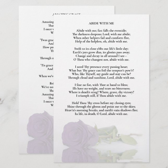 Amethyst Purple Rose Programme de mariage Insertio (Devant / Derrière)