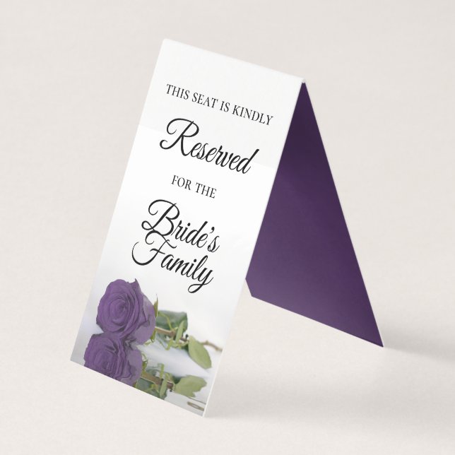 Amethyst Purple Rose Réservé Mariage Carte Place (Front)