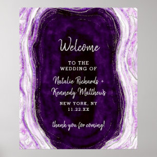 Amethyst Purple & Silver Mariage Affiche de bienve