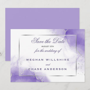 Amethyst Purpur Schrift Silber Einladung