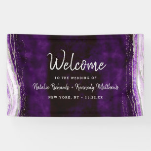 Amethyst Purpur & Silber Geode Hochzeits Willkomme Banner