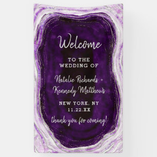 Amethyst Purpur & Silber Geode Hochzeits Willkomme Banner