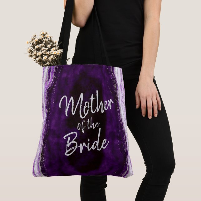 Amethyst Purpur & Silber Geode Mutter der Braut Tasche (Von Nahem)