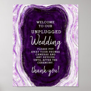 Amethyst Purpur Unplugged Hochzeitstisch-Schild Poster