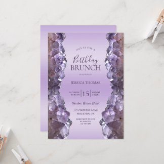 Amethyst Quartz Birthday Brunch Einladung