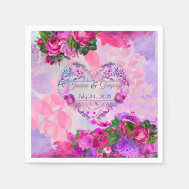 Amethyst Raspberry Floral Wedding Napkin Serviette
