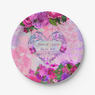 Amethyst Raspberry Wedding Paper Plate Pappteller