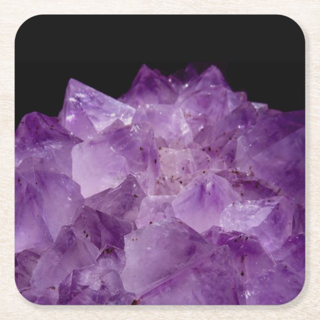 Amethyst Raw Stones Rechteckiger Pappuntersetzer (Vorderseite)