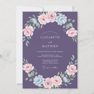 Amethyst-Rosa-Aquarell-Hochzeit Einladung