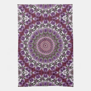 Amethyst-Rosa-Kaleidoskop-Mandala-Muster Geschirrtuch