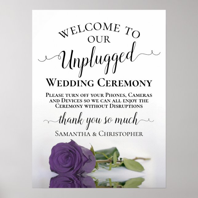 Amethyst Rose Elegant Unplugged Hochzeitfeier Poster (Vorne)