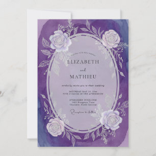 Amethyst-Rosen romantische Hochzeit Einladung