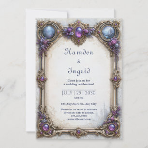 Amethyst-Rosen-Schloss-Hochzeit Einladung