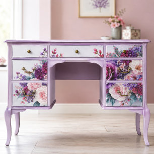 Amethyst-Rosengarten-Sträußchen-Dekupage Seidenpapier