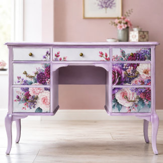 Amethyst-Rosengarten-Sträußchen-Dekupage Seidenpapier