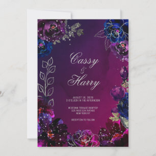 Amethyst Saphir Ombre Juwel-Ton-Hochzeit Einladung
