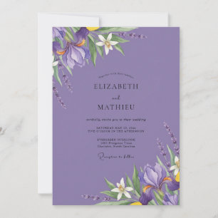 Amethyst-Schwertlilie-Foliage-Eukalyptus-Hochzeit Einladung
